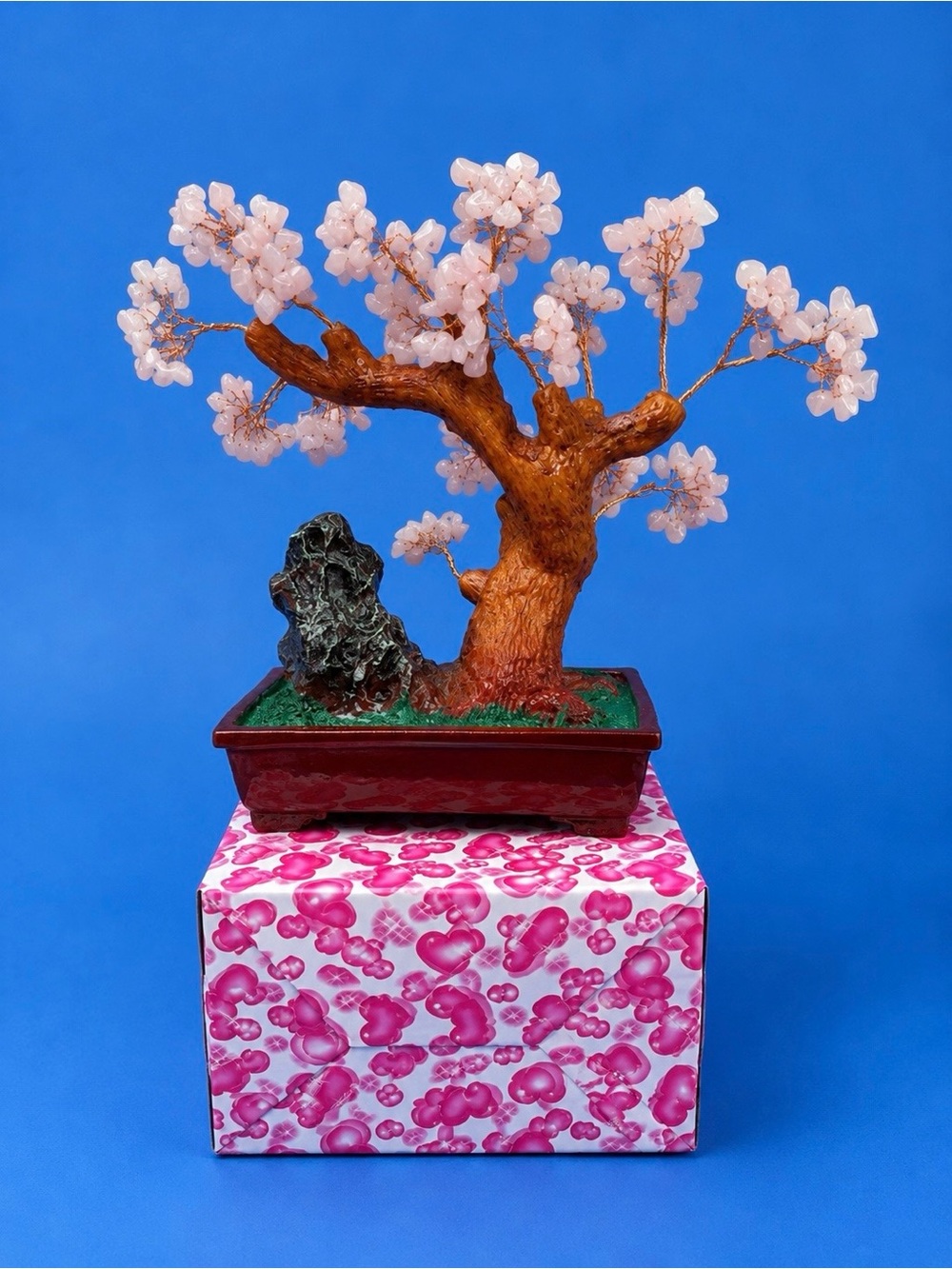 T-4 Crystal Tree Gemstone Bonsai Tree Pink Stone Decorative Home Decor